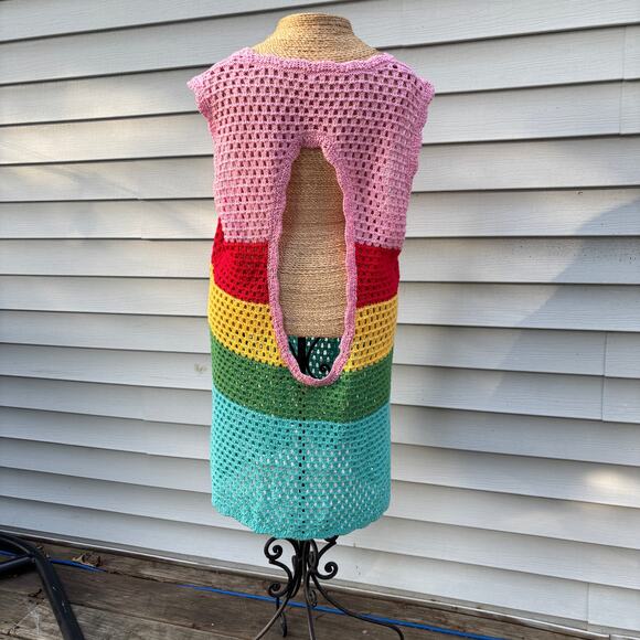 Crochet Rainbow Cover-Up Dress (Size Large) - Picture 5 of 10